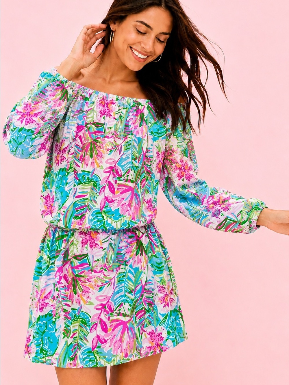 Lilly Pulitzer Lana Skort Romper Pop Up Lilly of the Jungle Floral Stretch Sz M